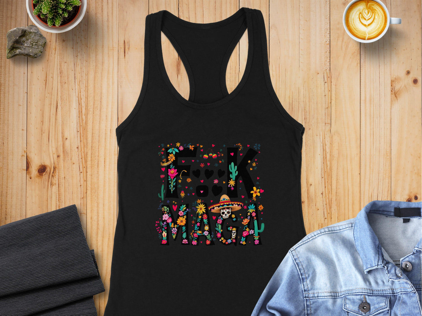 Stylish Black Tank Top with Unique Graphic Design product