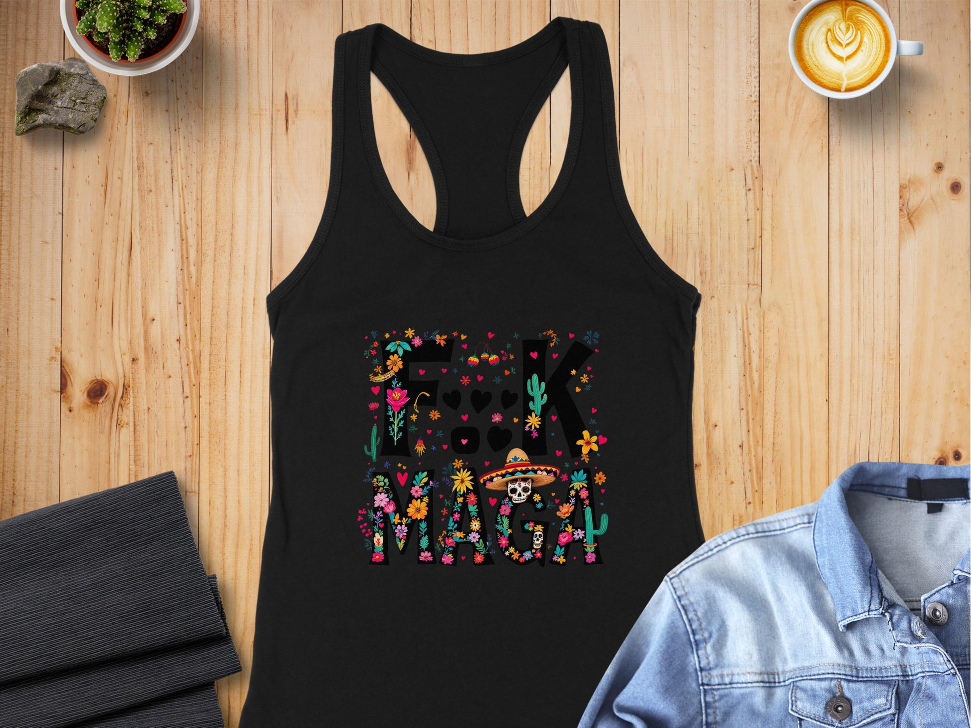 Stylish Black Tank Top with Unique Graphic Design product