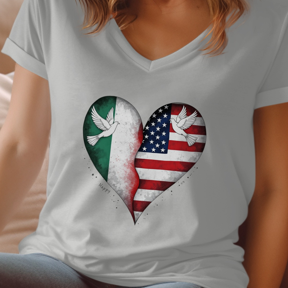 Heart Shaped Italy and USA Flag Design Shirt product
