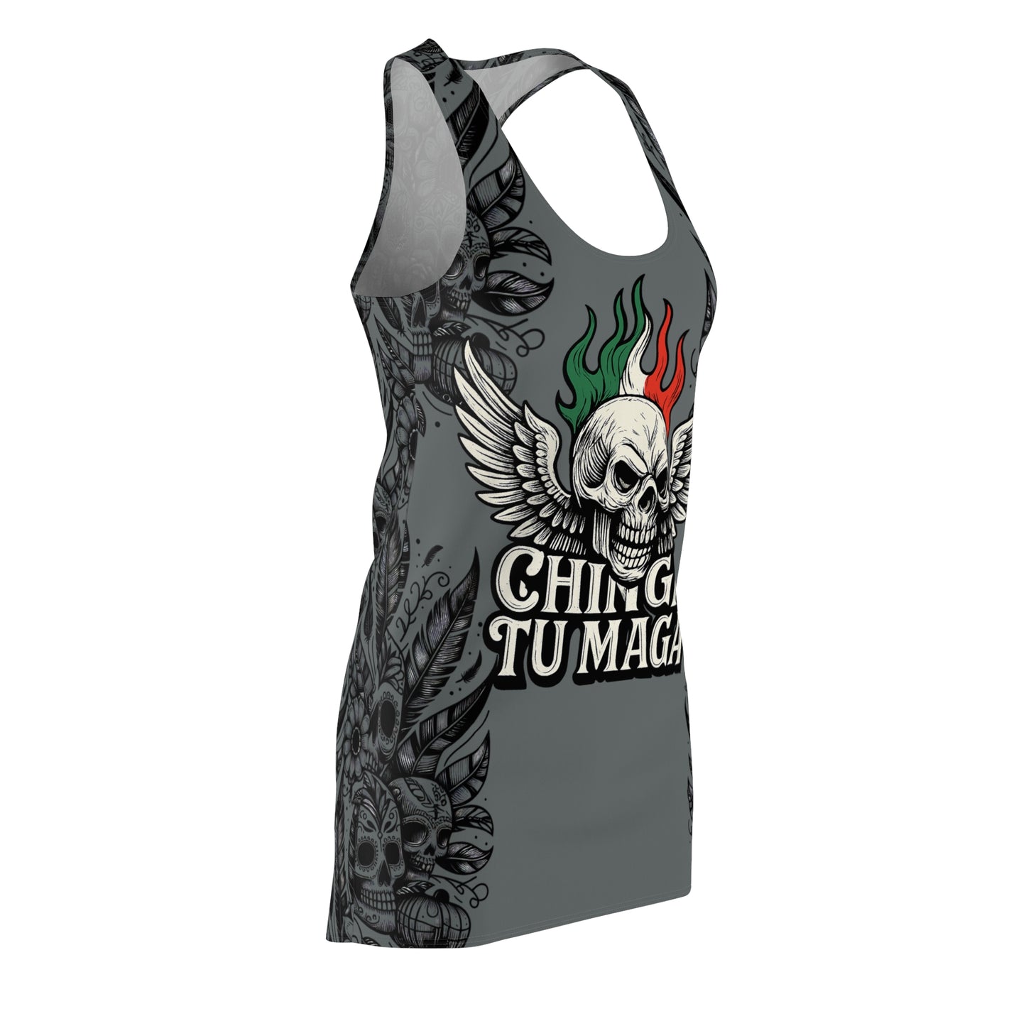 CHINGA Tu maga dress Edgy Women's Racerback Dress with Skull Design, Alternative Fashion, Casual Summer Dress, Festival Outfit, Unique Gift Idea