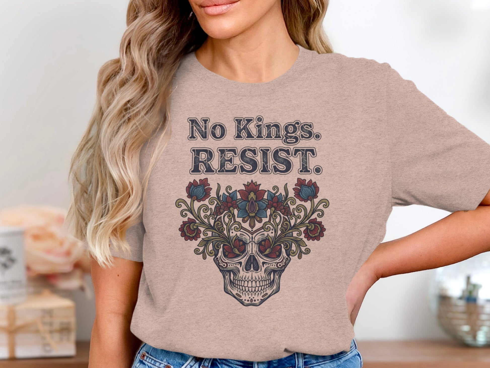 No Kings RESIST Skull Art Graphic T-shirt product