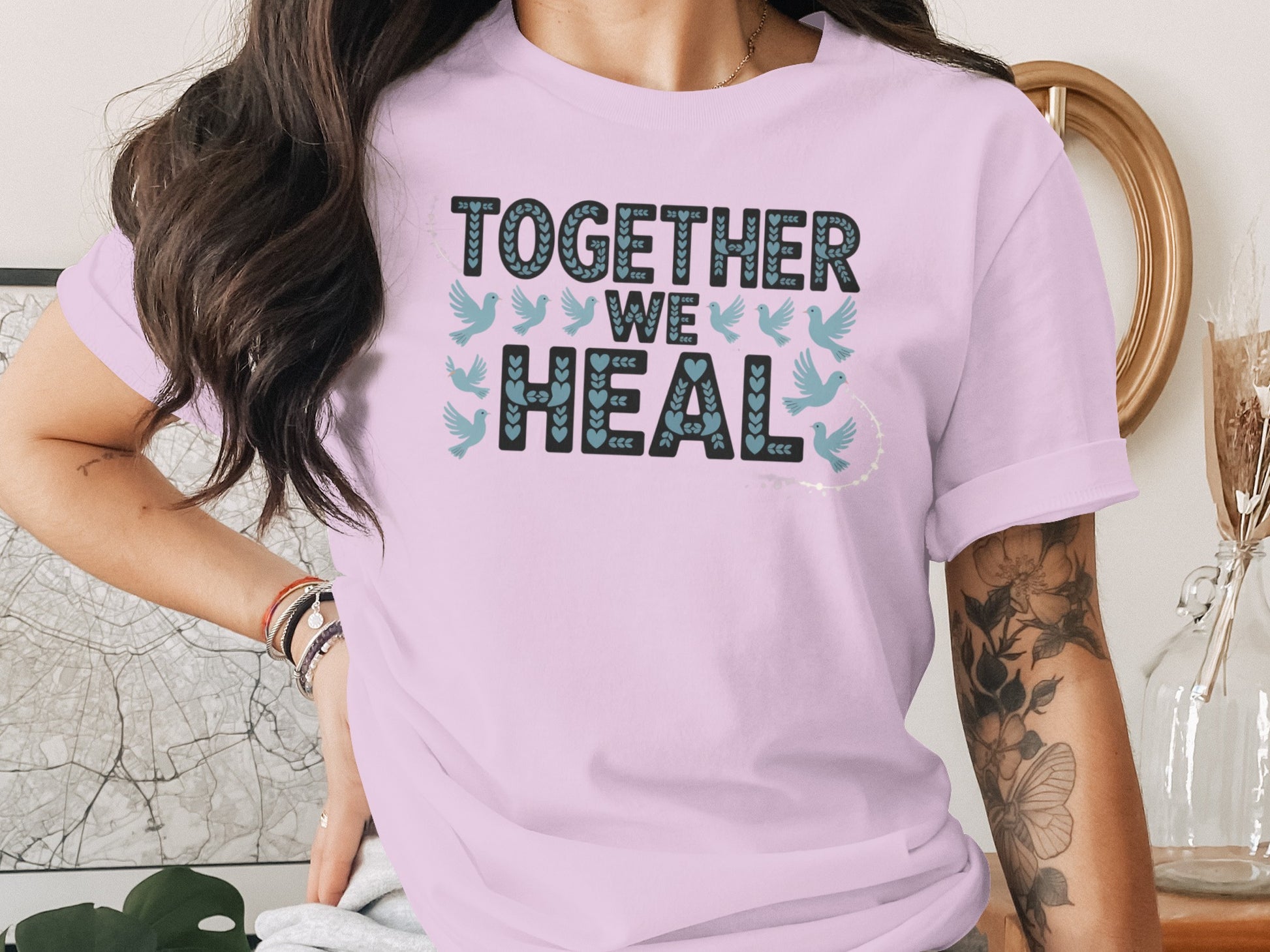 Together We Heal Graphic Tee Shirt Uplifting Design