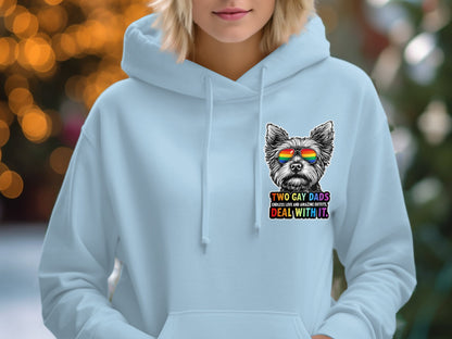 Two Gay Dads Dog Face Deal With It Hoodie product