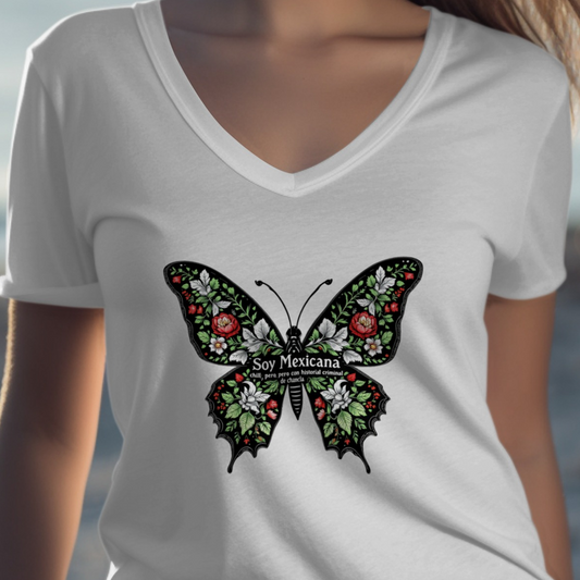 Soy Mexicana Butterfly Print V Neck Shirt product type