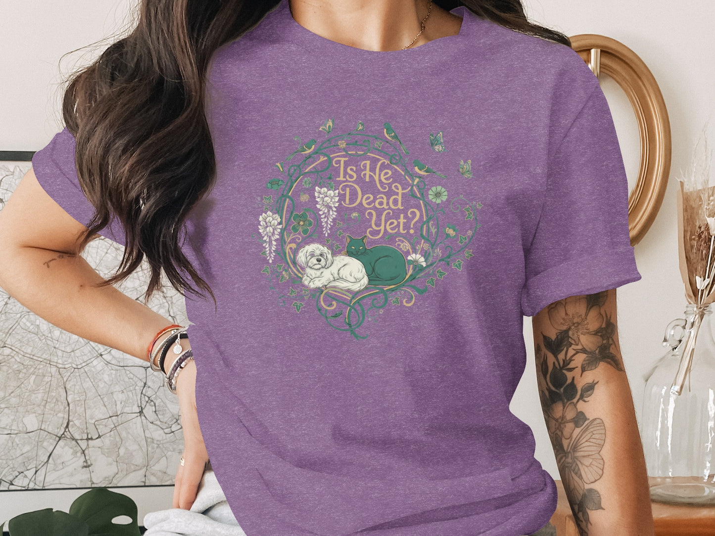 Is He Dead Yet Unique Floral Graphic T-Shirt