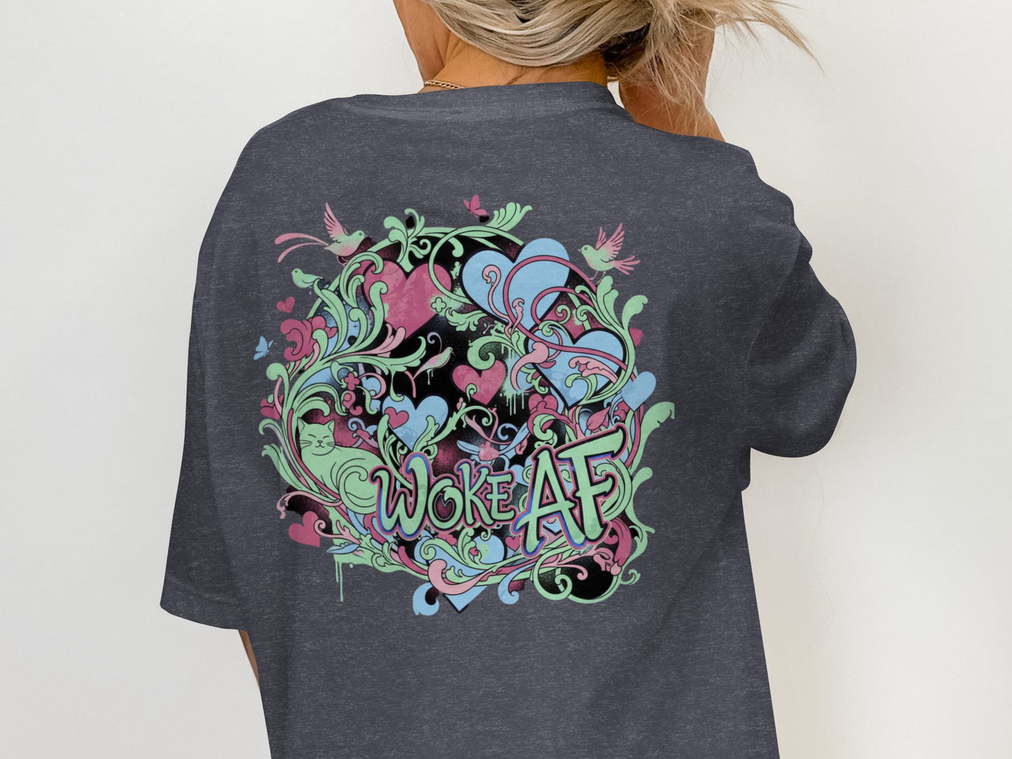 Vibrant Woke AF Graphic Design on Stylish Shirt