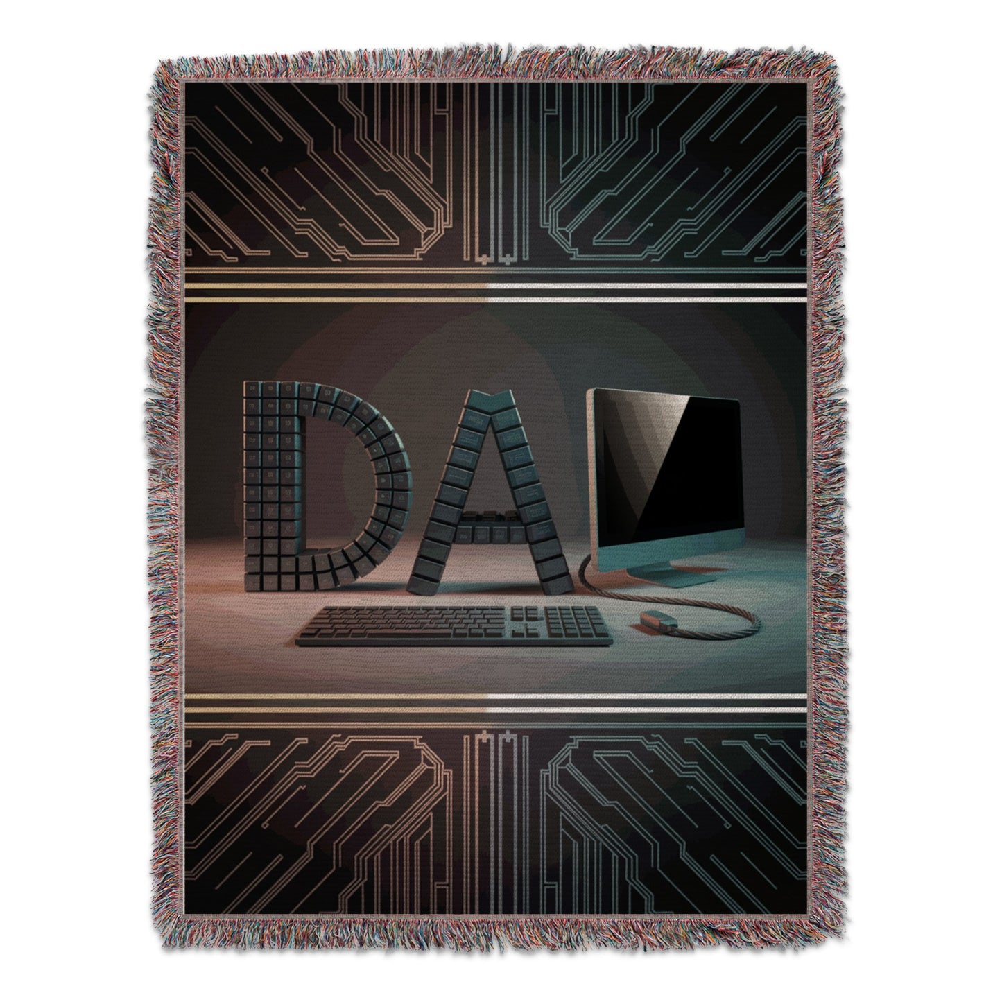 Futuristic Digital Artwork Woven Patterned Blanket product type