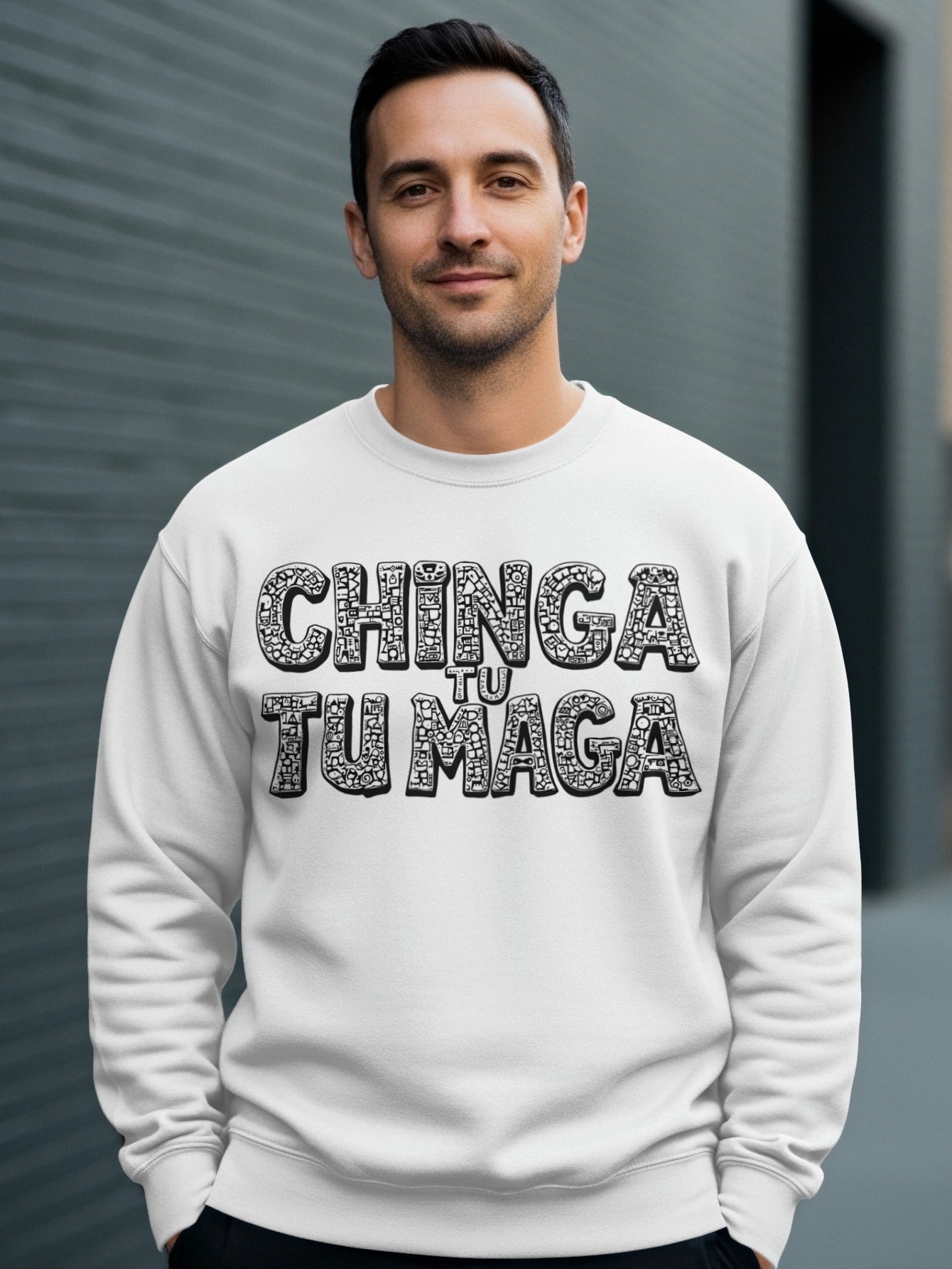 Chinga Tu Tu Maga Graphic White Sweatshirt product