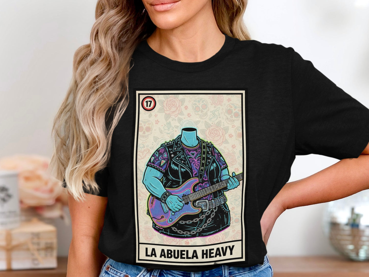 La Abuela Heavy Playing Guitar T-shirt product type