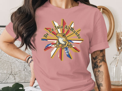 De La Isla Al Mundo Colorful Frog Graphic Tee