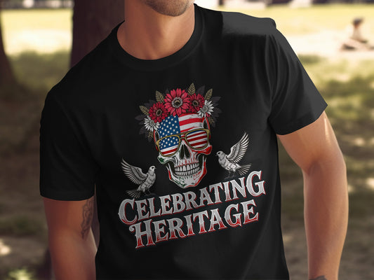Celebrating Heritage Patriotic Skull Graphic Tee product