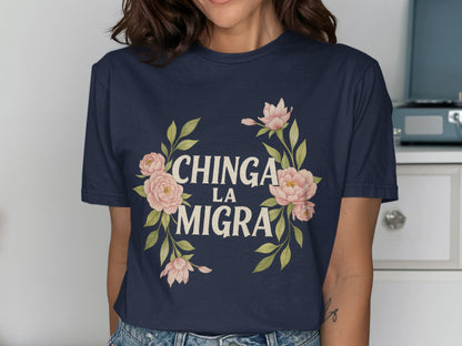 Chinga La Migra Floral Graphic Tee Shirt product