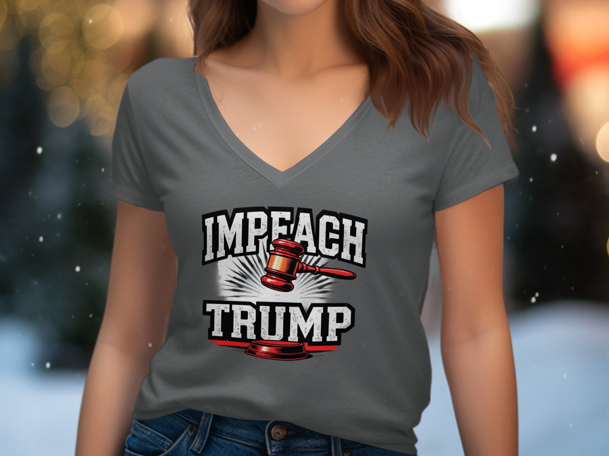 Impeach Trump Graphic V Neck Women T-shirt product