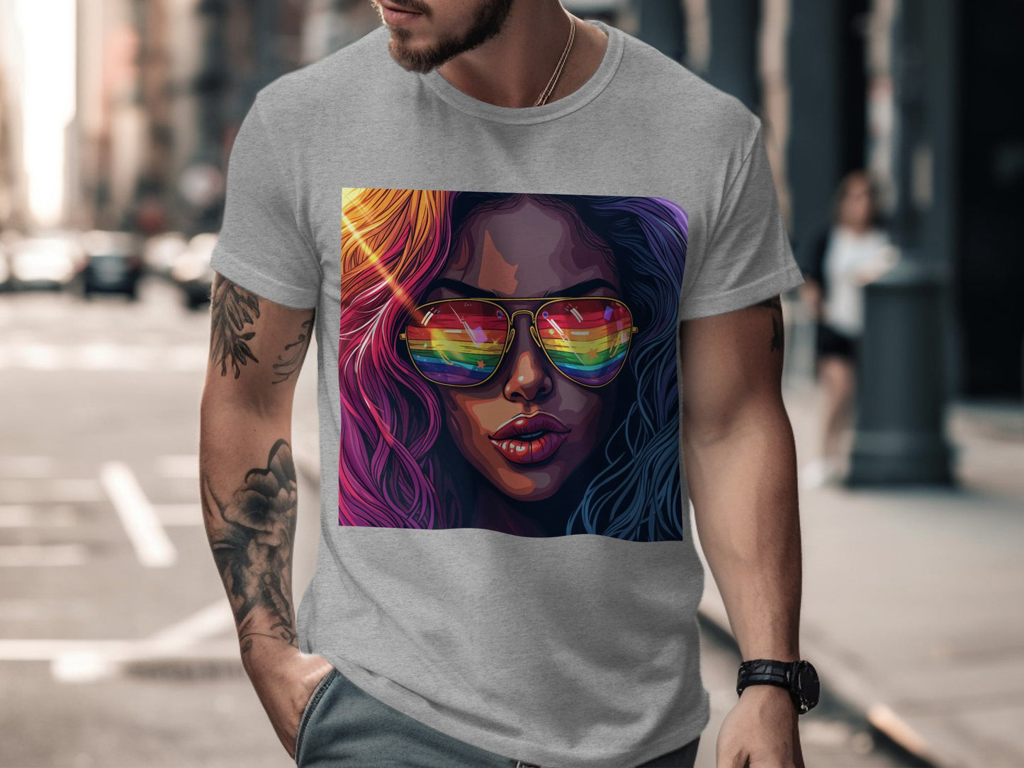Trendy Colorful Sunglasses Art Printed T-Shirt product