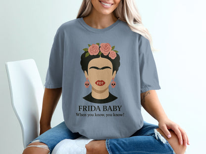 Frida Baby Graphic Crew Neck Blue T-Shirt Product Type