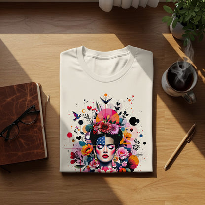 Abstract Woman Floral Patriotic Design T-Shirt product type