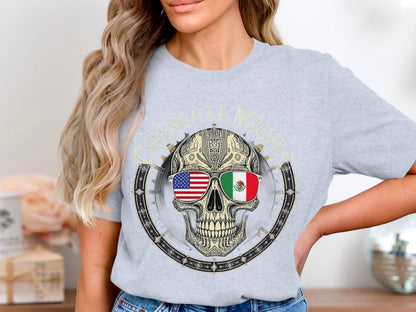 Chinga La Migra Skull Design Short Sleeve Shirt product