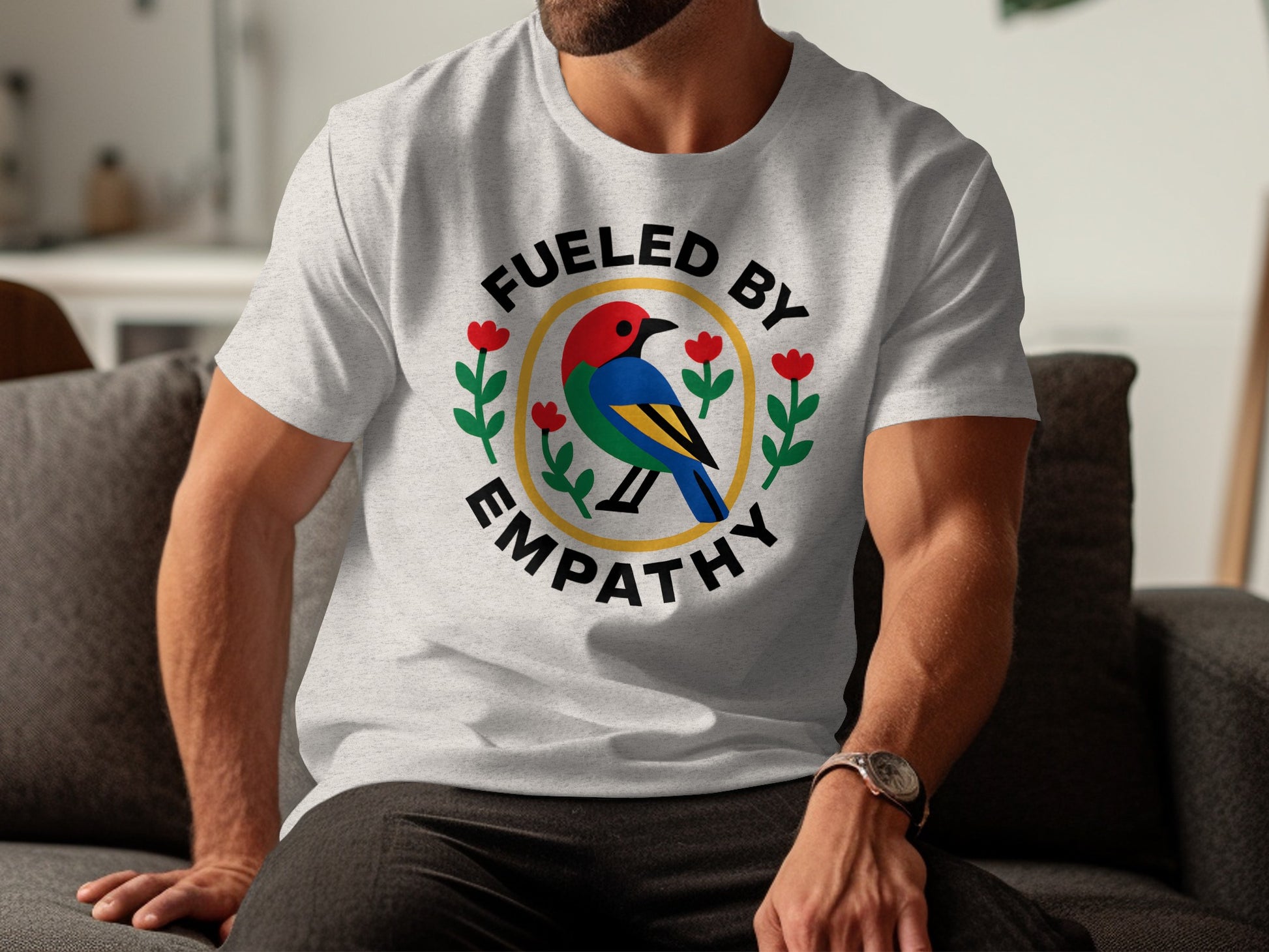 Fueled By Empathy Colorful Bird Graphic T-shirt product