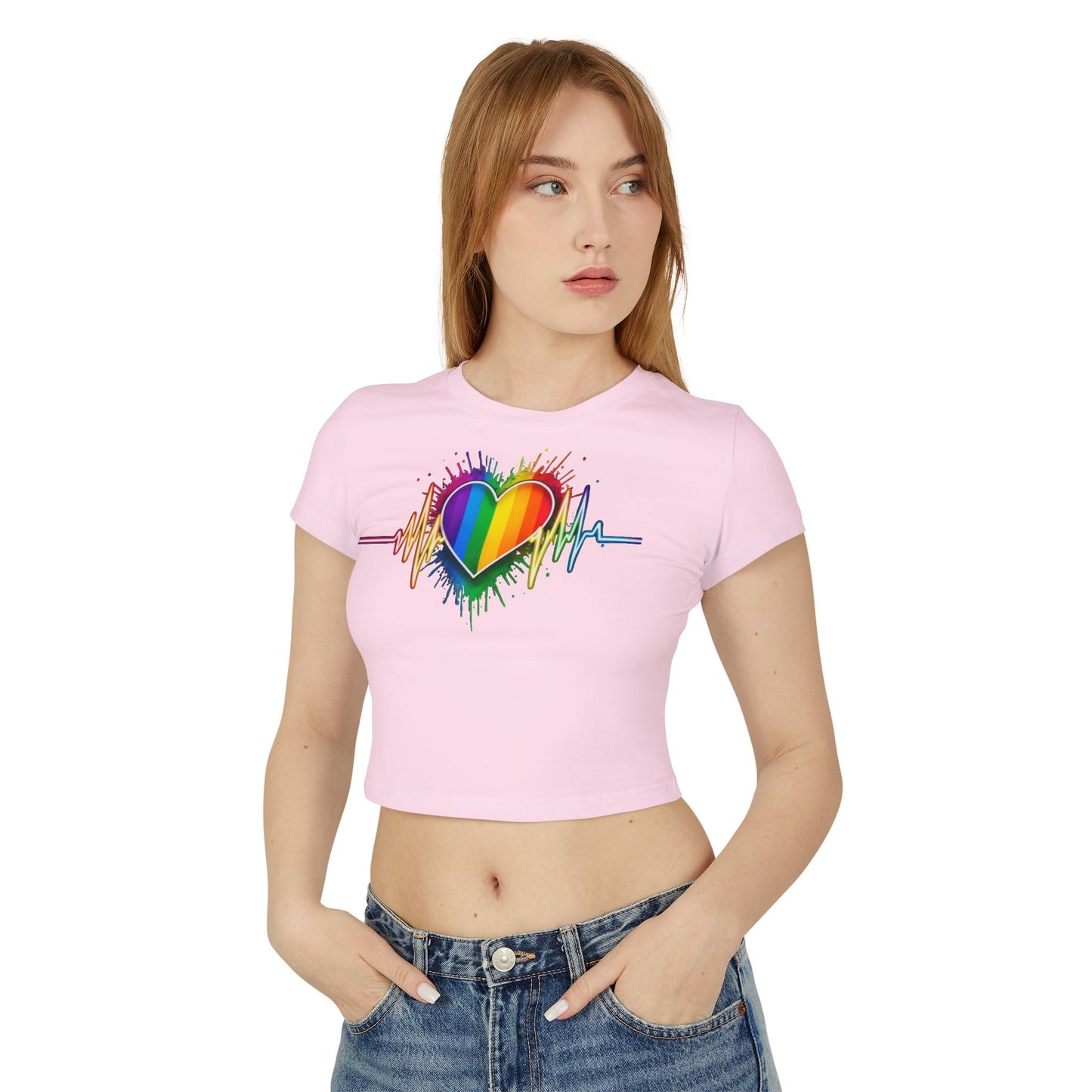 Pride baby tee Pride Heart Women's Baby Tee - Colorful Pulse Design for LGBTQ+ Celebration