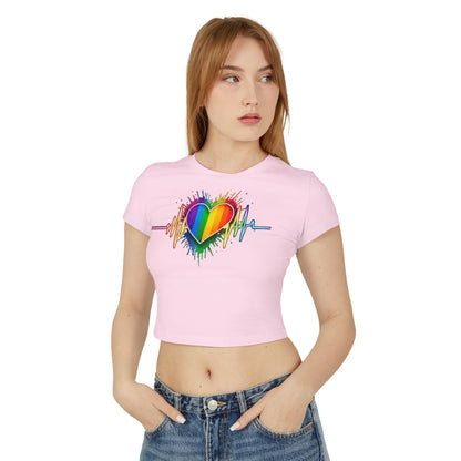 Pride baby tee Pride Heart Women's Baby Tee - Colorful Pulse Design for LGBTQ+ Celebration