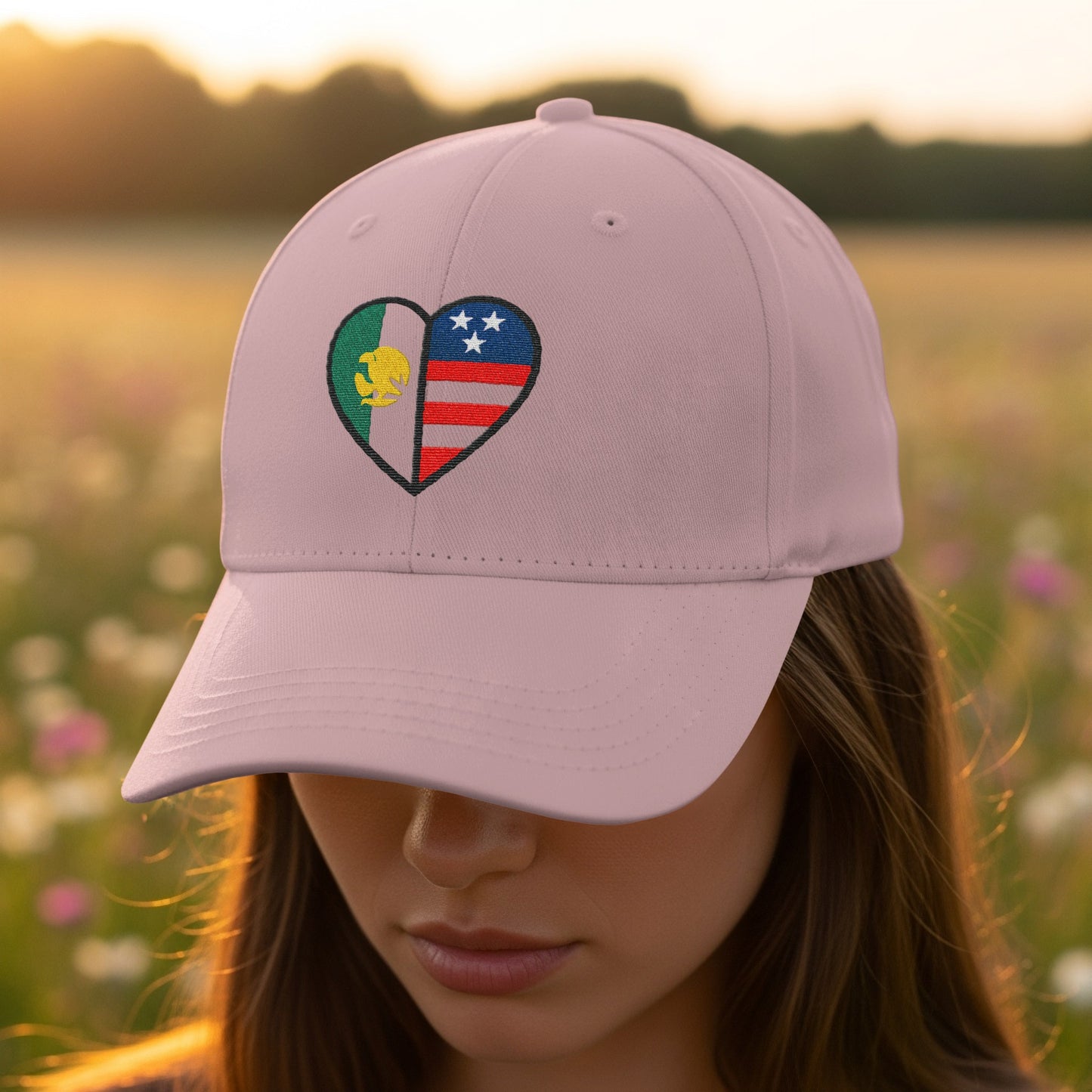 Heart-Shaped Flag Embroidered Baseball Cap product type