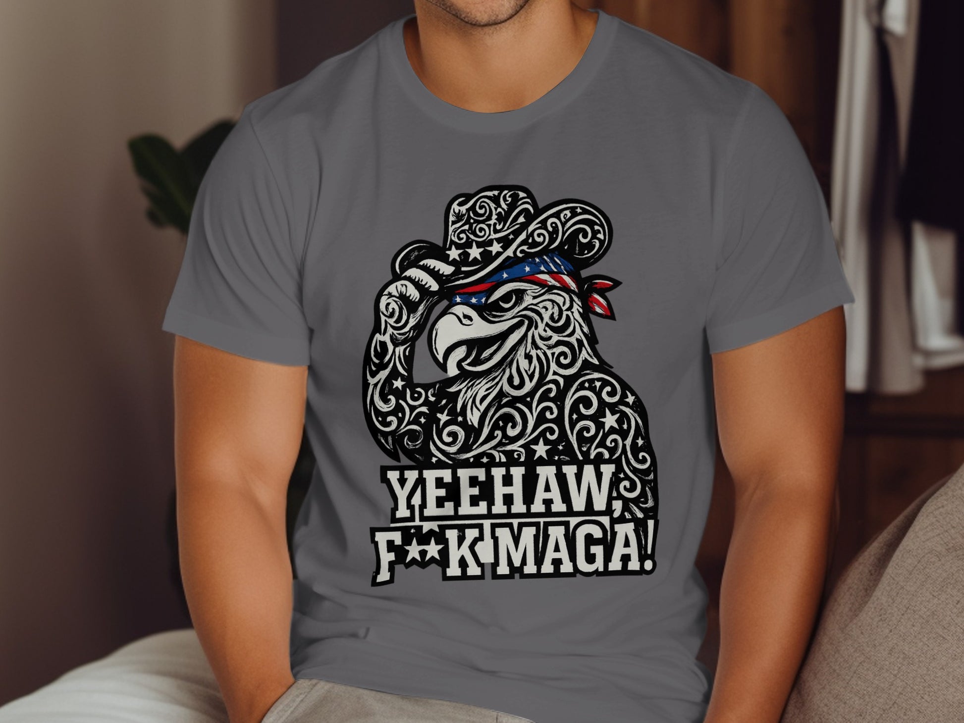 Yeehaw F**k Maga Bald Eagle Graphic Shirt product type