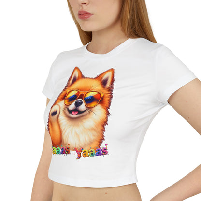 Trendy Women's Baby Tee - 'Yaas Yaas' Pomeranian Design