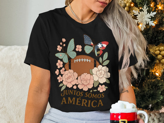 Juntos Somos América Football and Butterfly Shirt