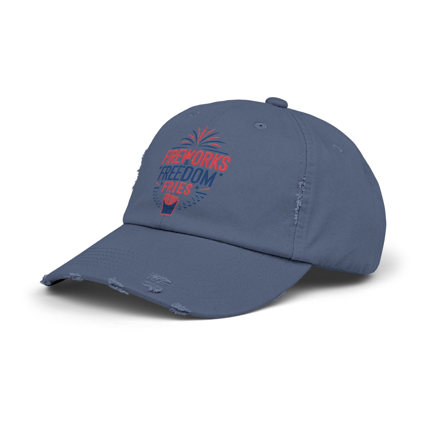 Patriotic Distressed Cap - "Fireworks Freedom Fries"