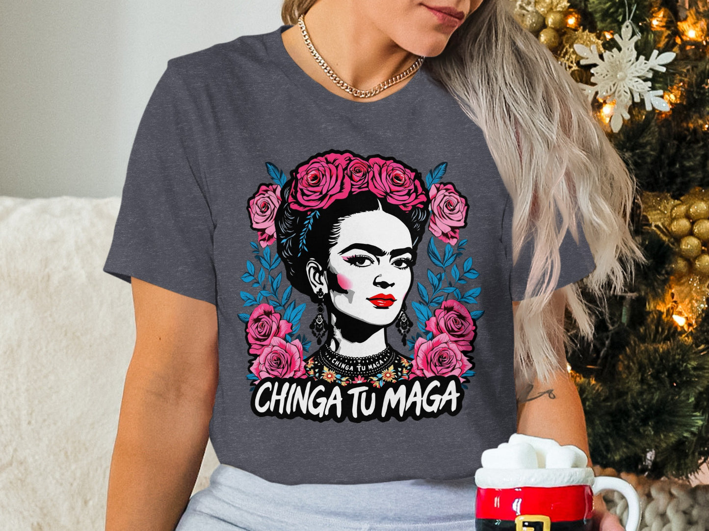 Chinga Tu Maga Graphic Tee with Frida Kahlo Design