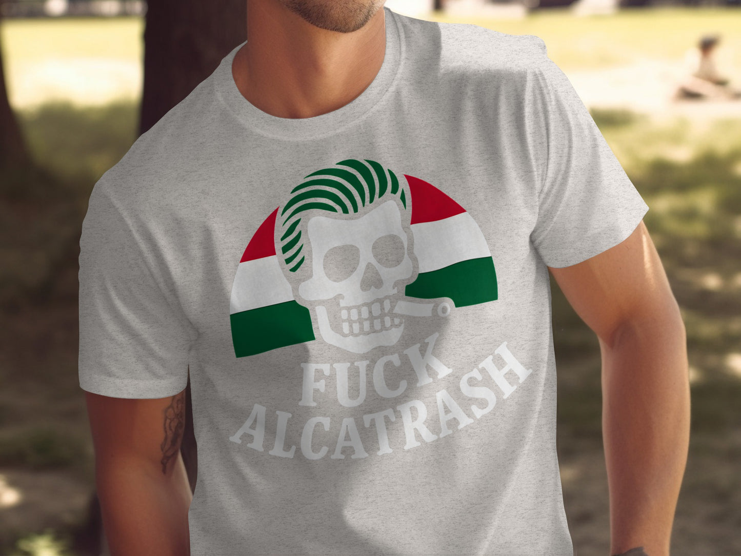 Retro Skull Design Alcatrash Graphic Tee Shirt product