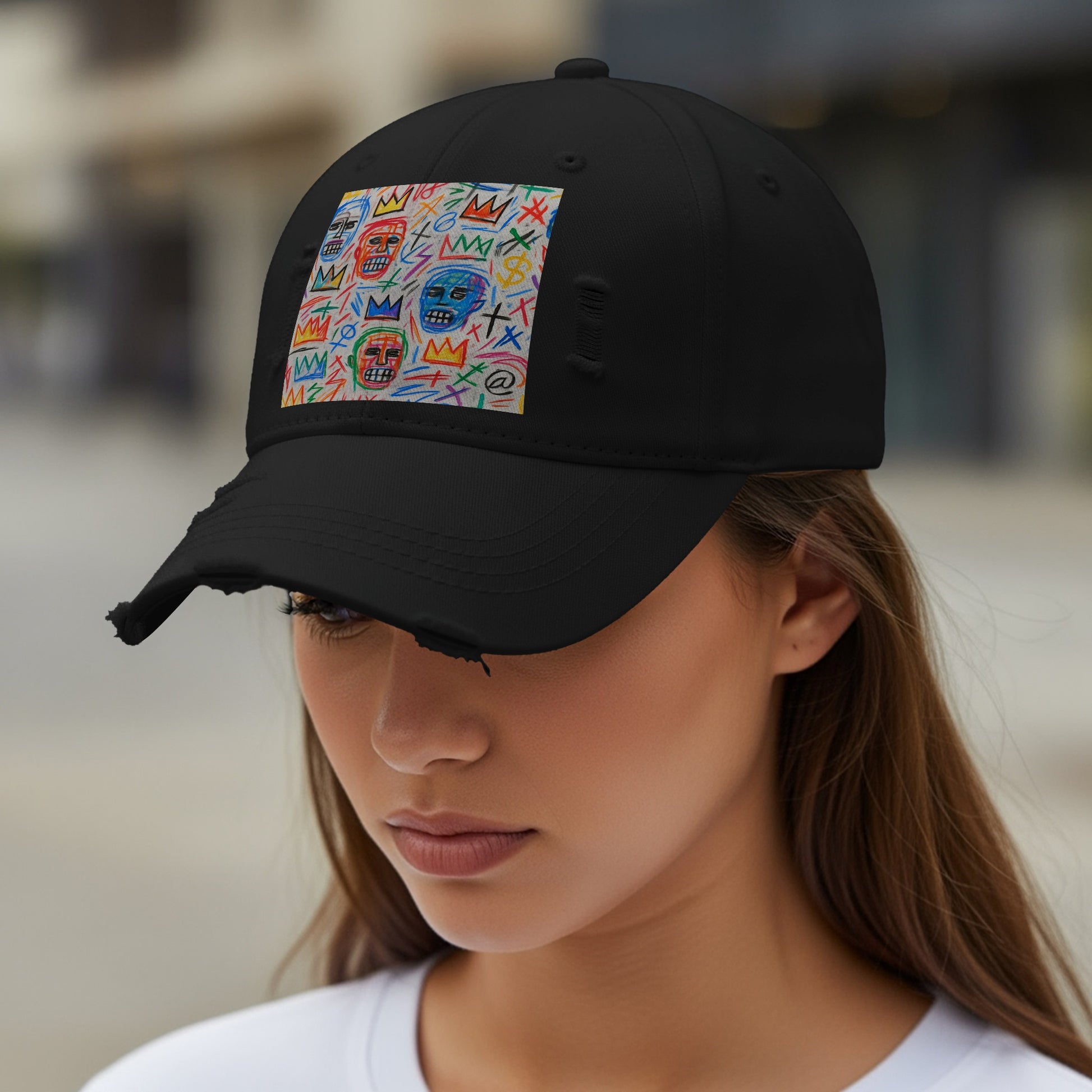 Colorful Artistic Design on Black Baseball Cap product