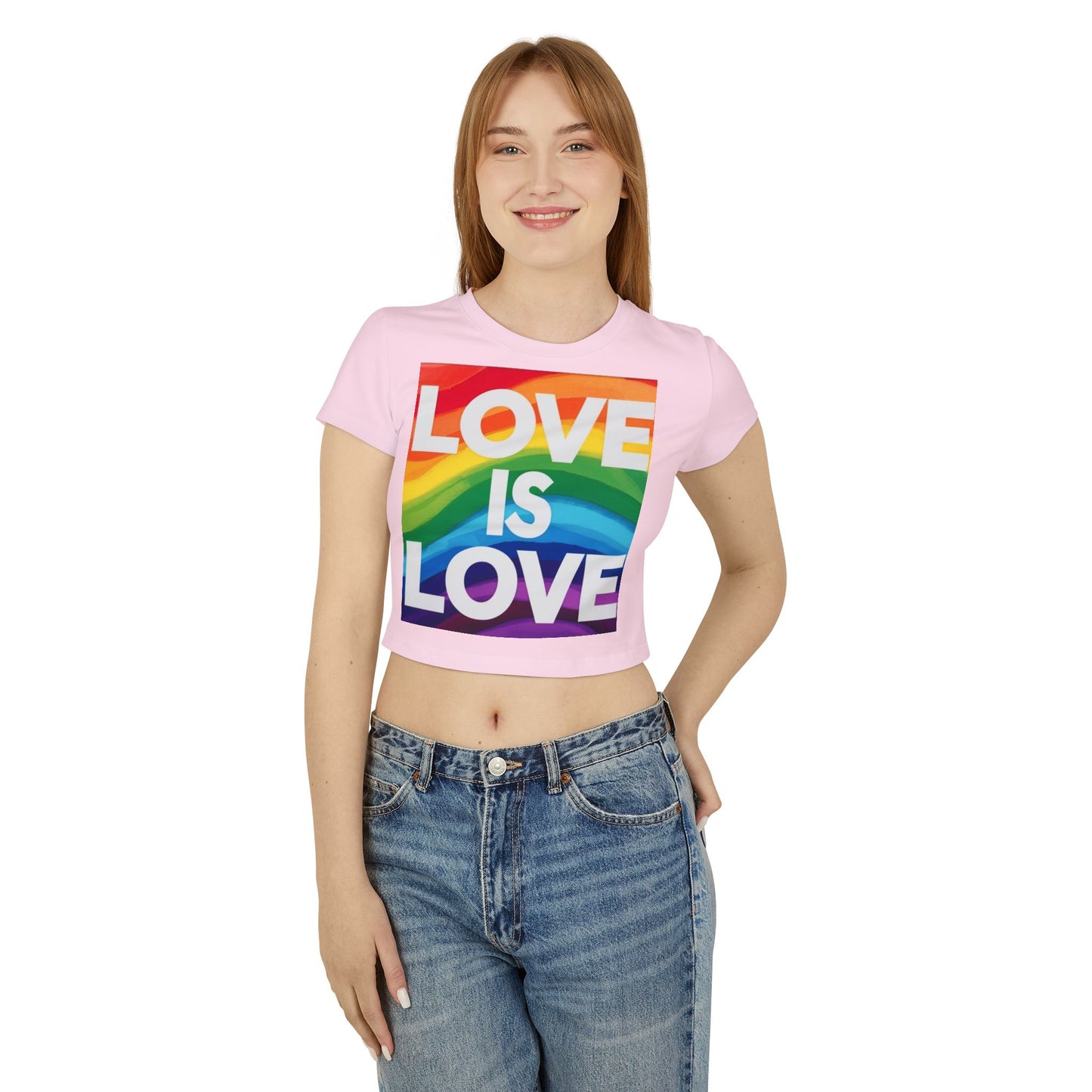 pride baby tee Women's Baby Tee - Love is Love Rainbow Pride T-Shirt