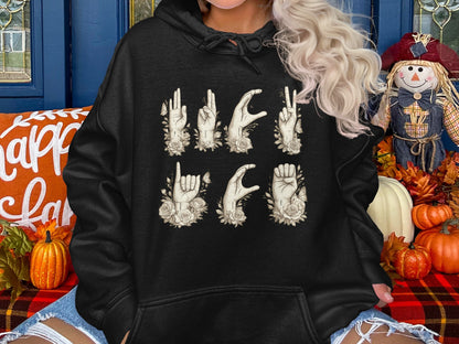 Sign Language Hand Gesture Design Hoodie