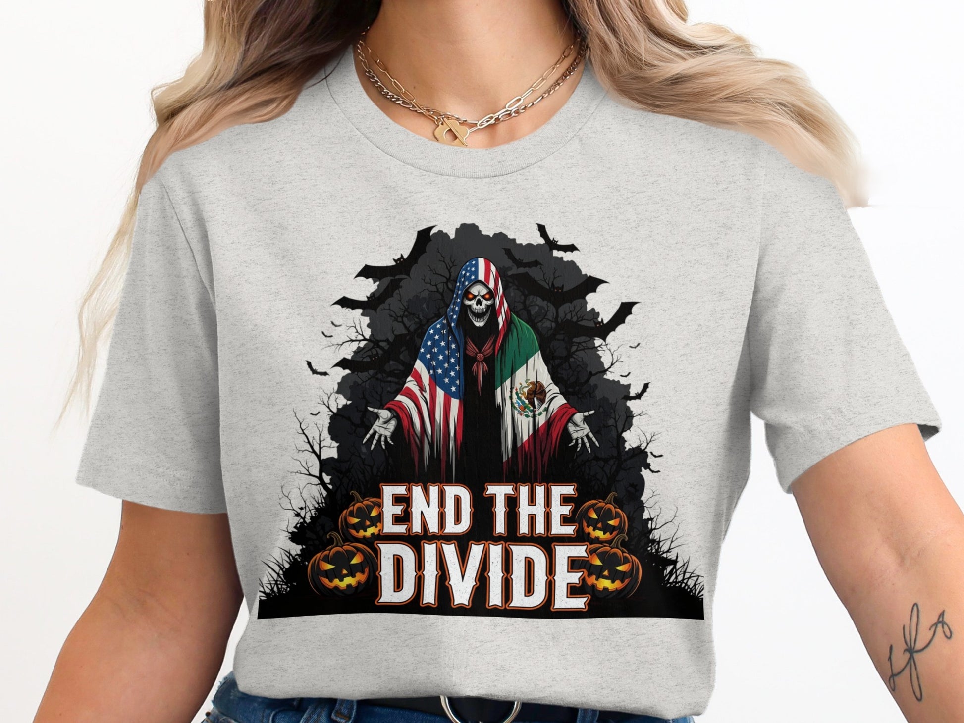 End The Divide Halloween Skull Graphic Tee product
