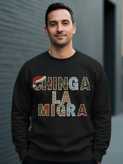Chinga La Migra text casual graphic sweater