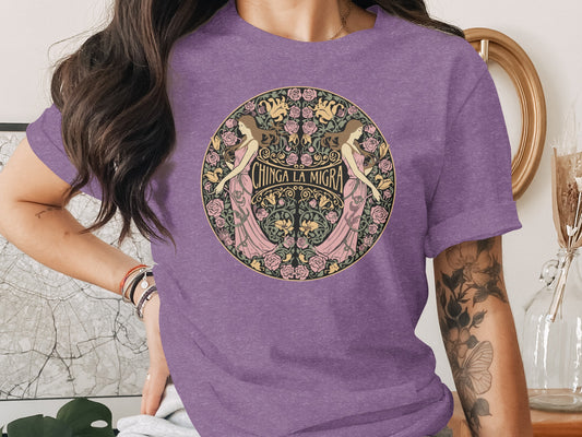 Chinga La Migra Art Nouveau Purple Graphic Tee