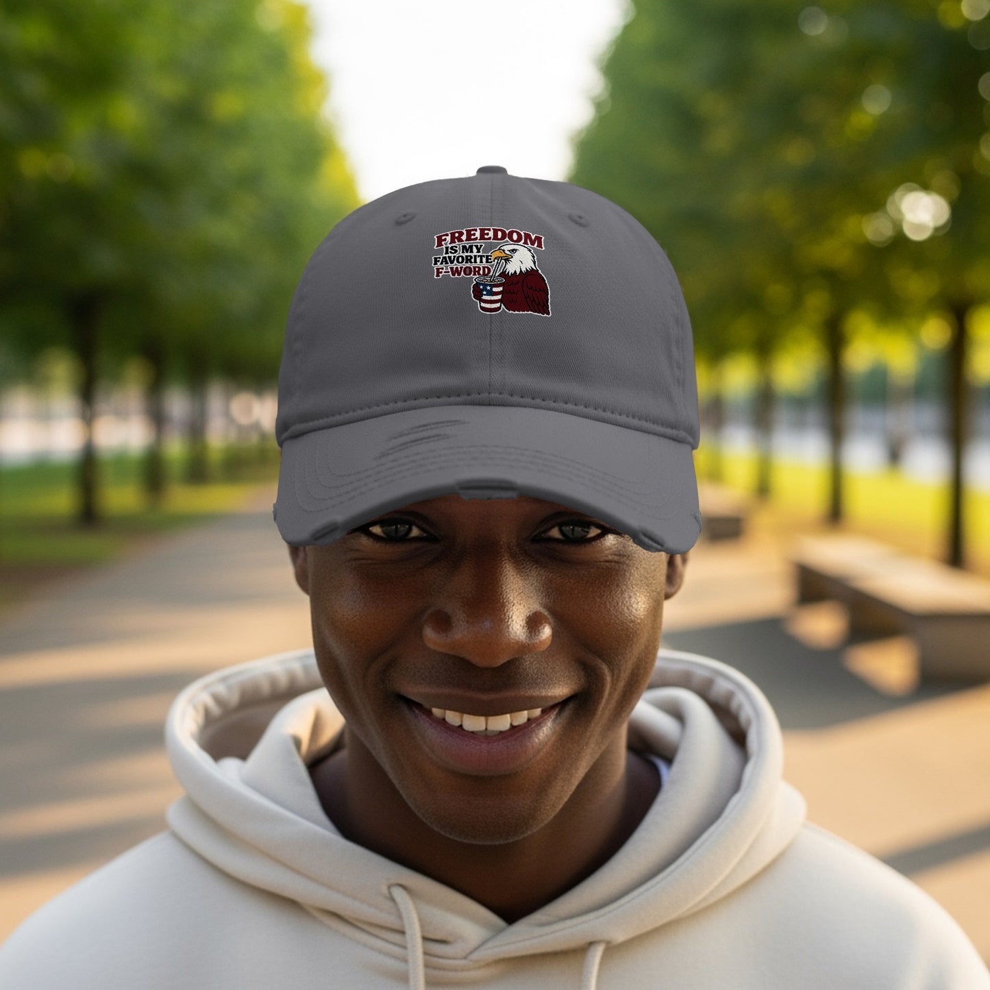 Stylish Freedom Embroidered Gray Baseball Cap product