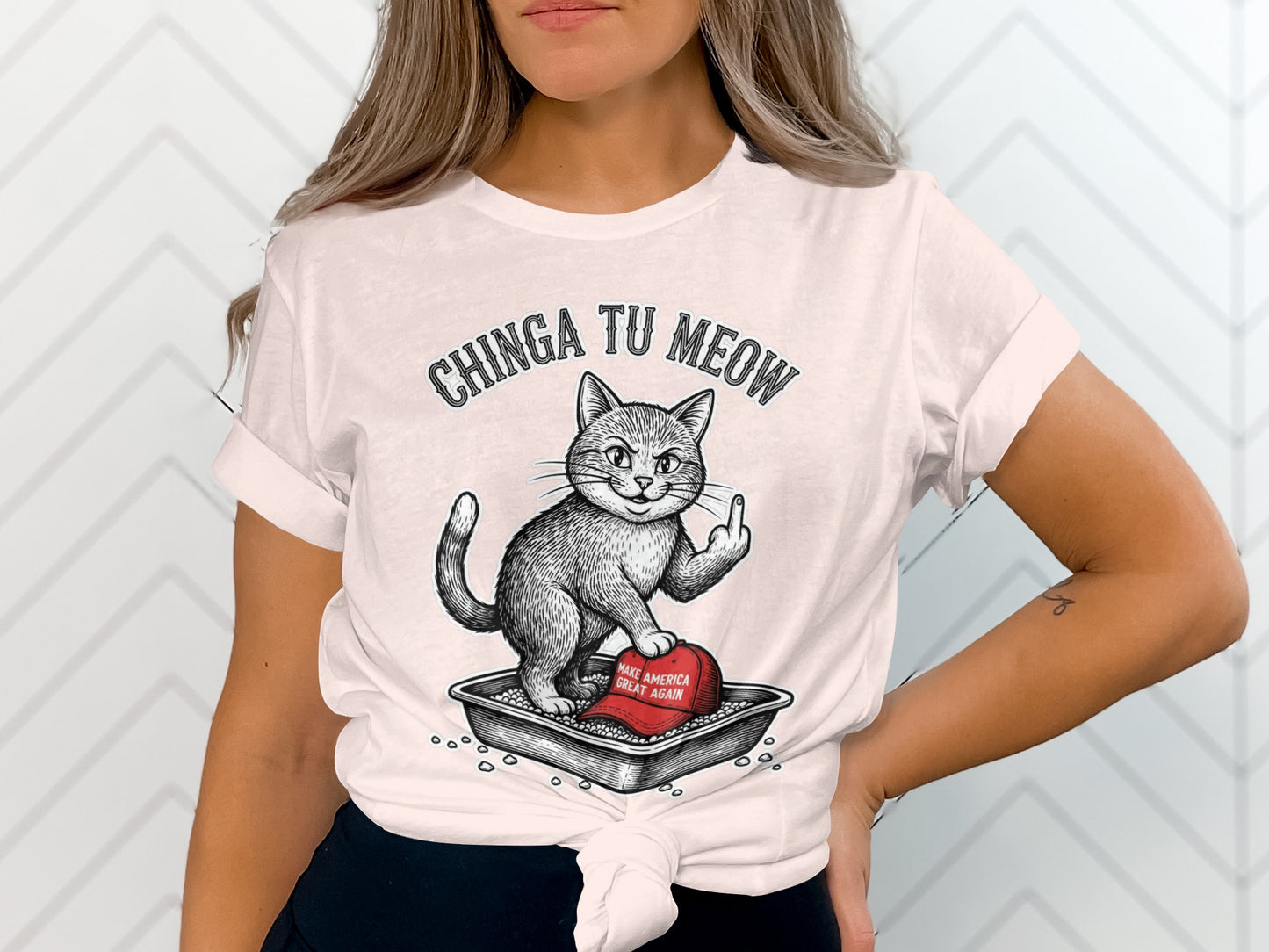 Chinga Tu Meow Cat Middle Finger Litter Box Red Hat product type