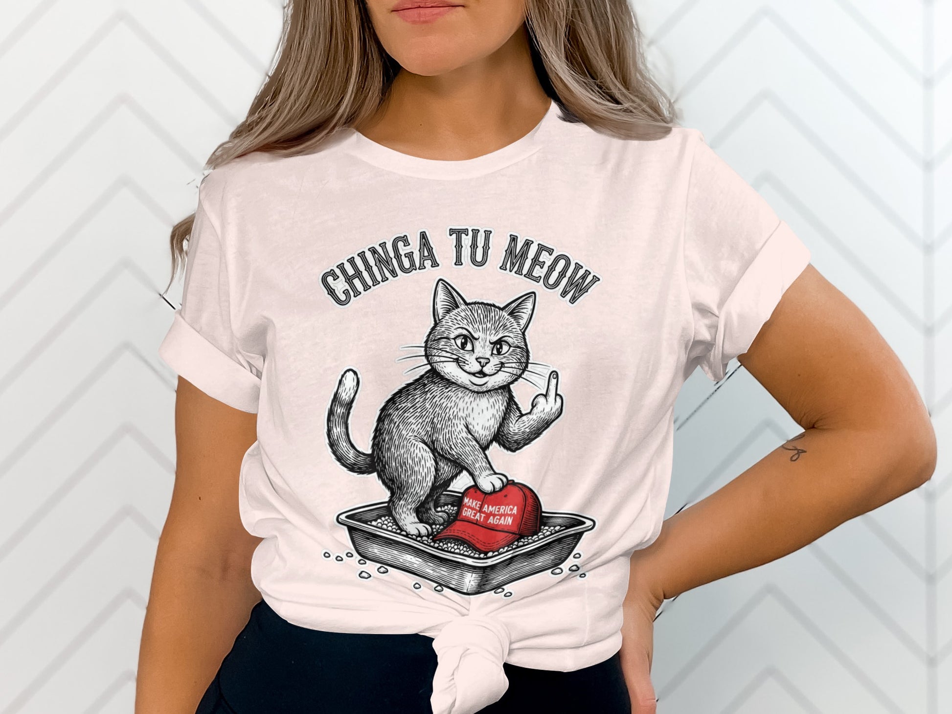 Chinga Tu Meow Cat Middle Finger Litter Box Red Hat product type
