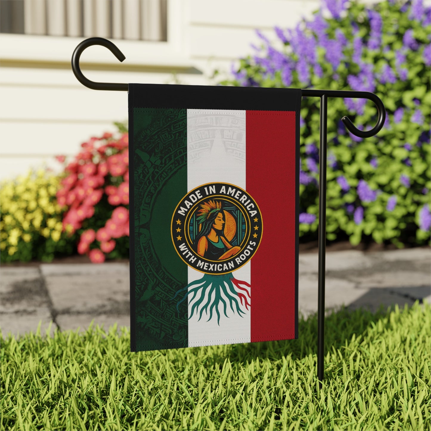 Made in America With Mexican Roots Garden Flag