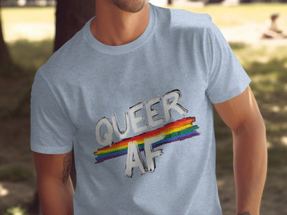 Queer AF Rainbow Text Graphic T-shirt product