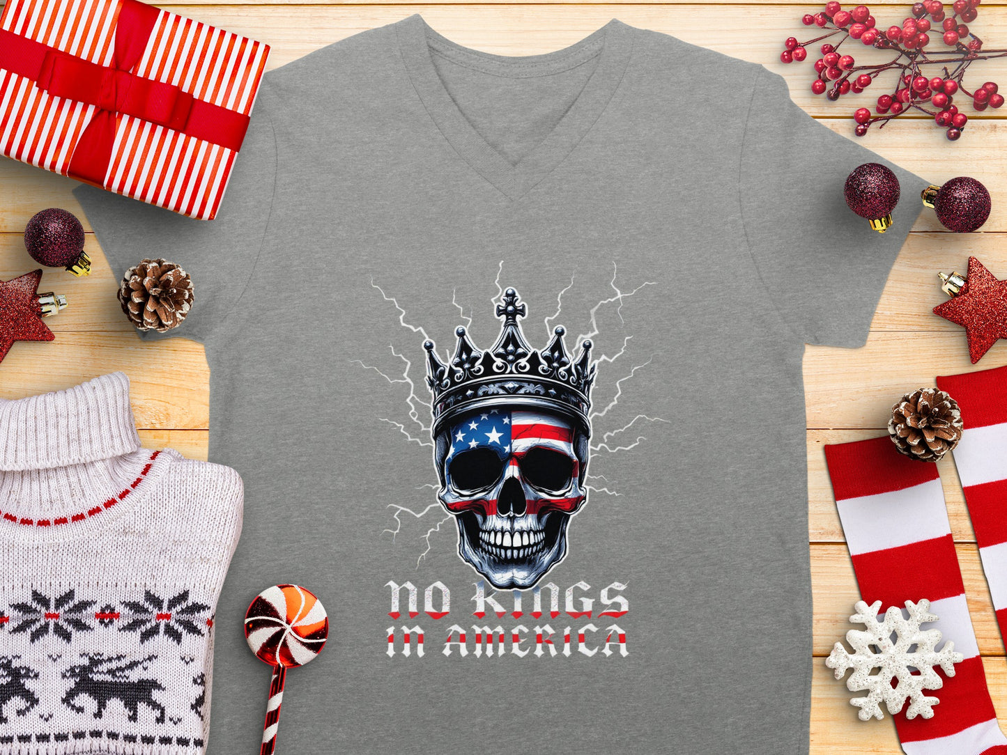 No Kings in America Skull Graphic T-Shirt
