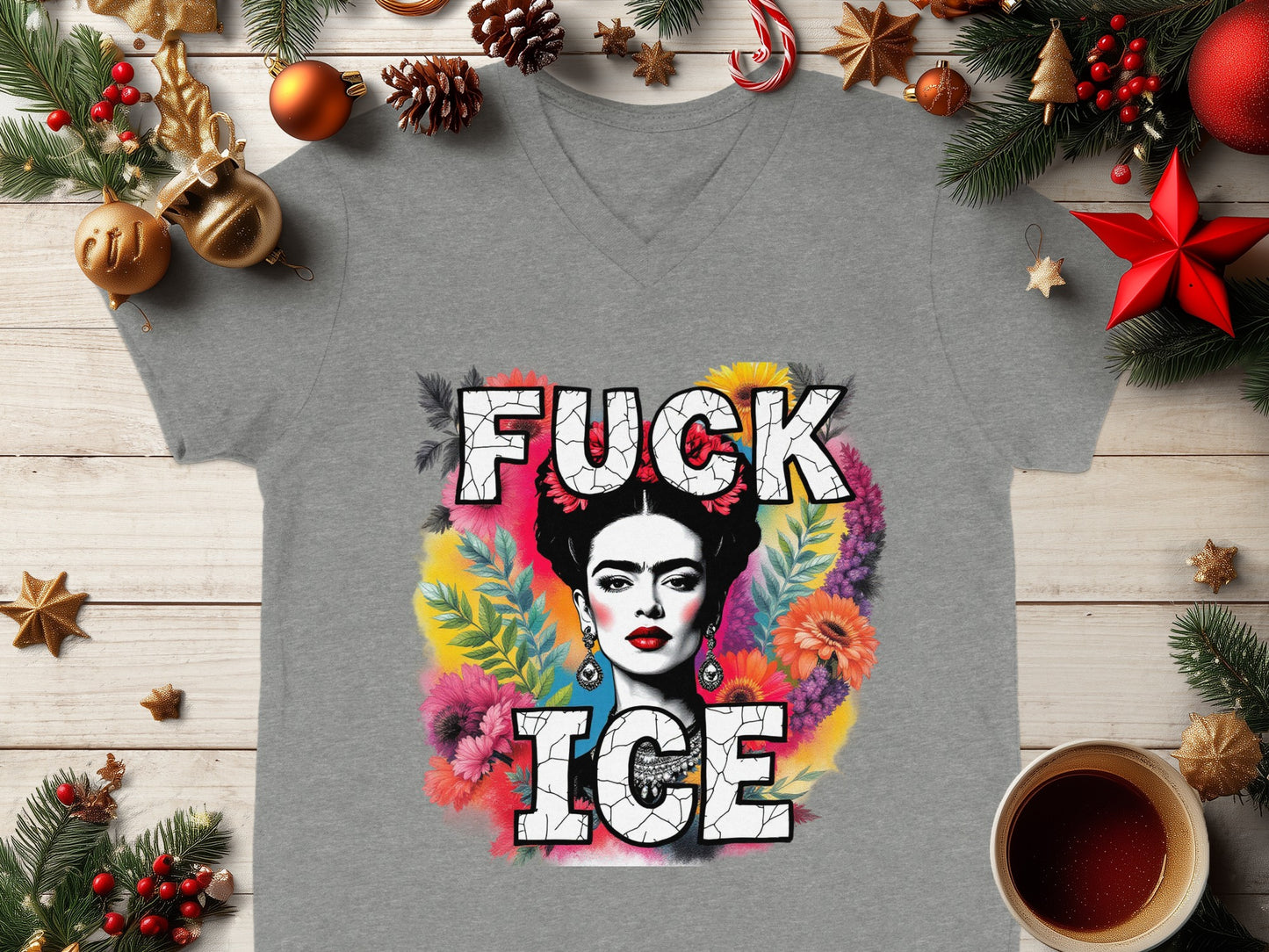 Bold Frida Kahlo Graphic Design Statement Shirt