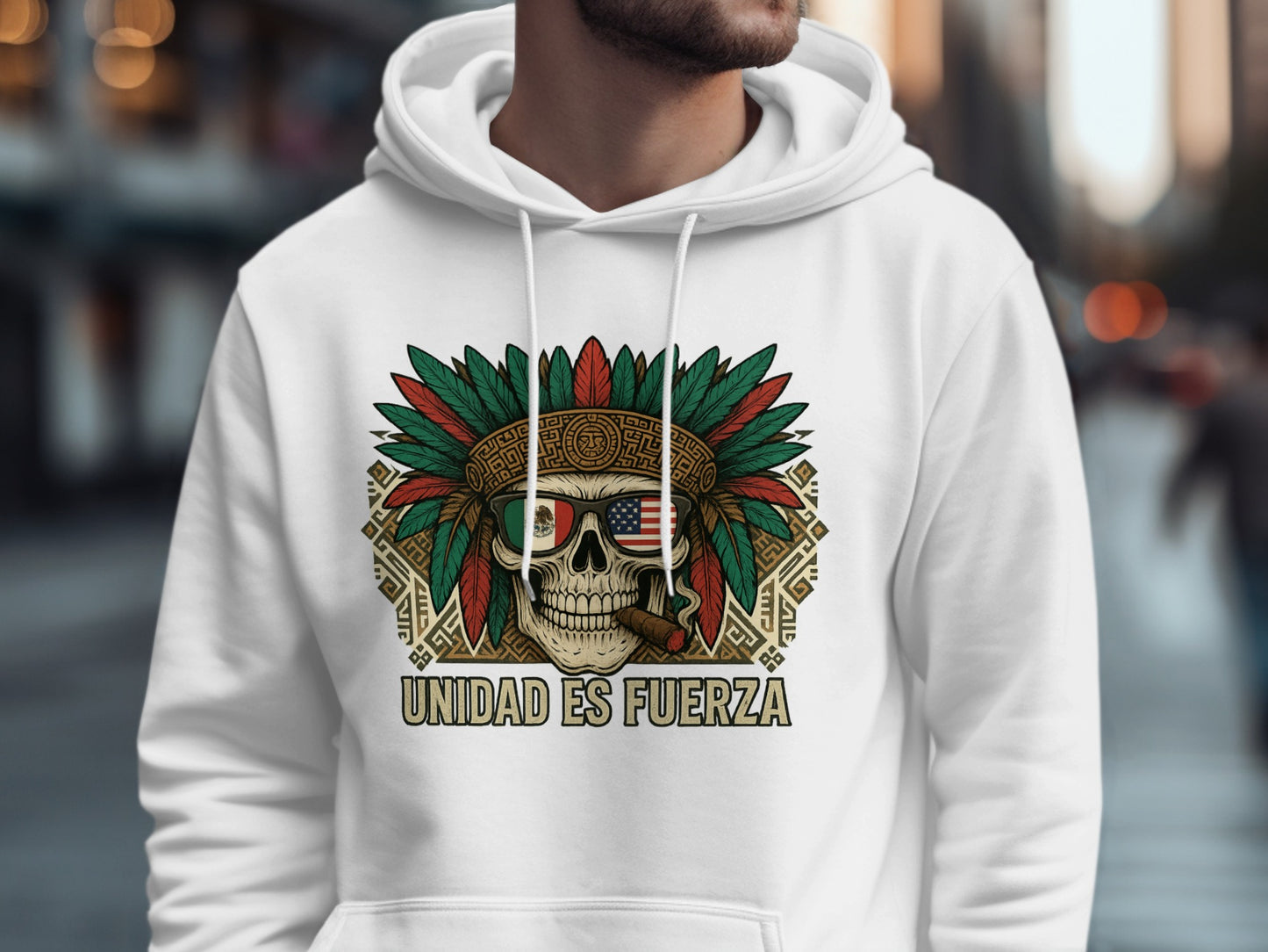 Skull with Headdress Hoodie Unidad es Fuerza Design