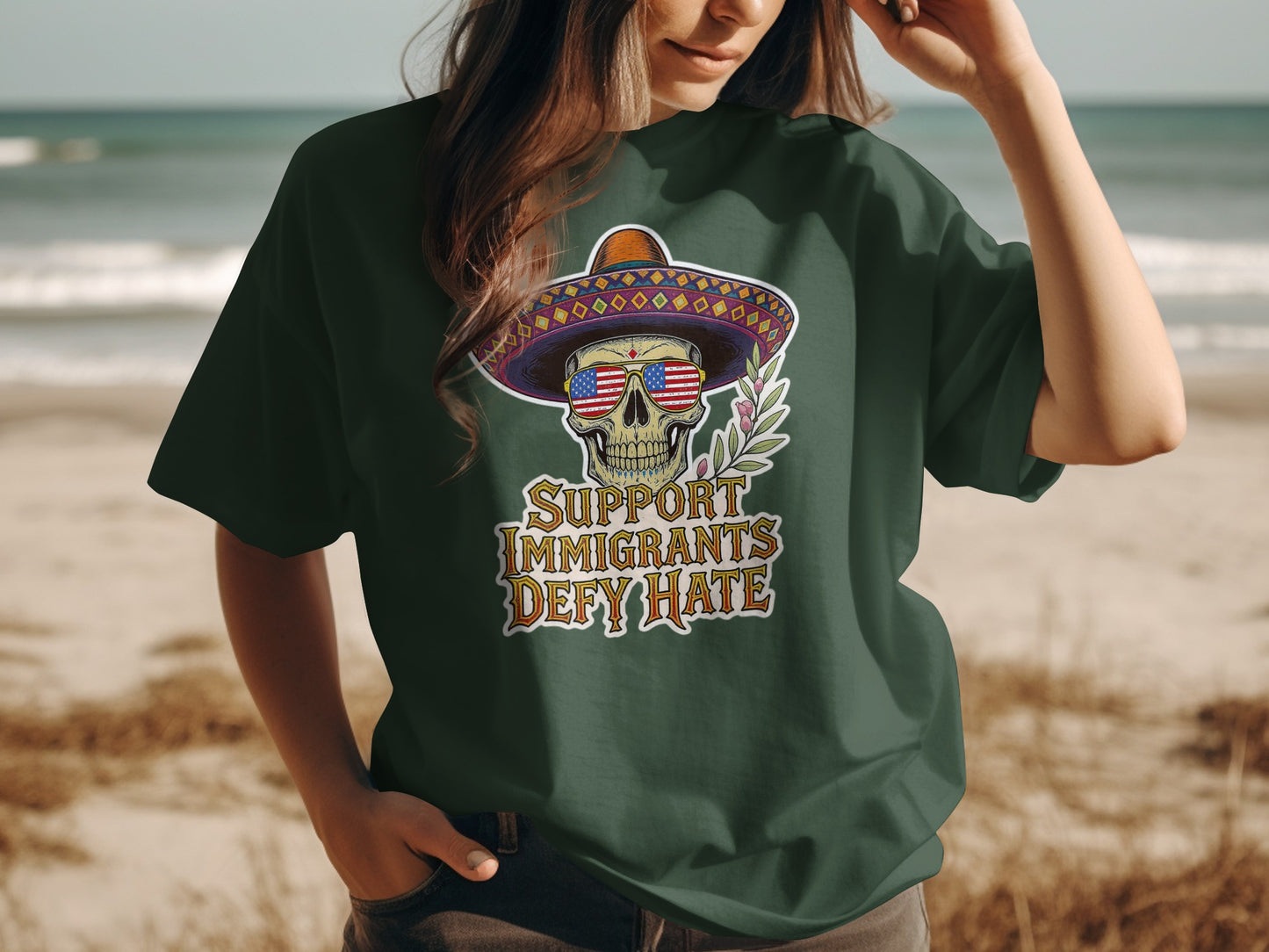 Support Immigrants Defy Hate Graphic Tee product