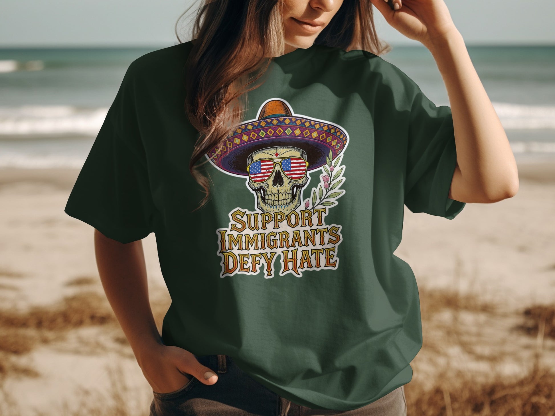 Support Immigrants Defy Hate Graphic Tee product