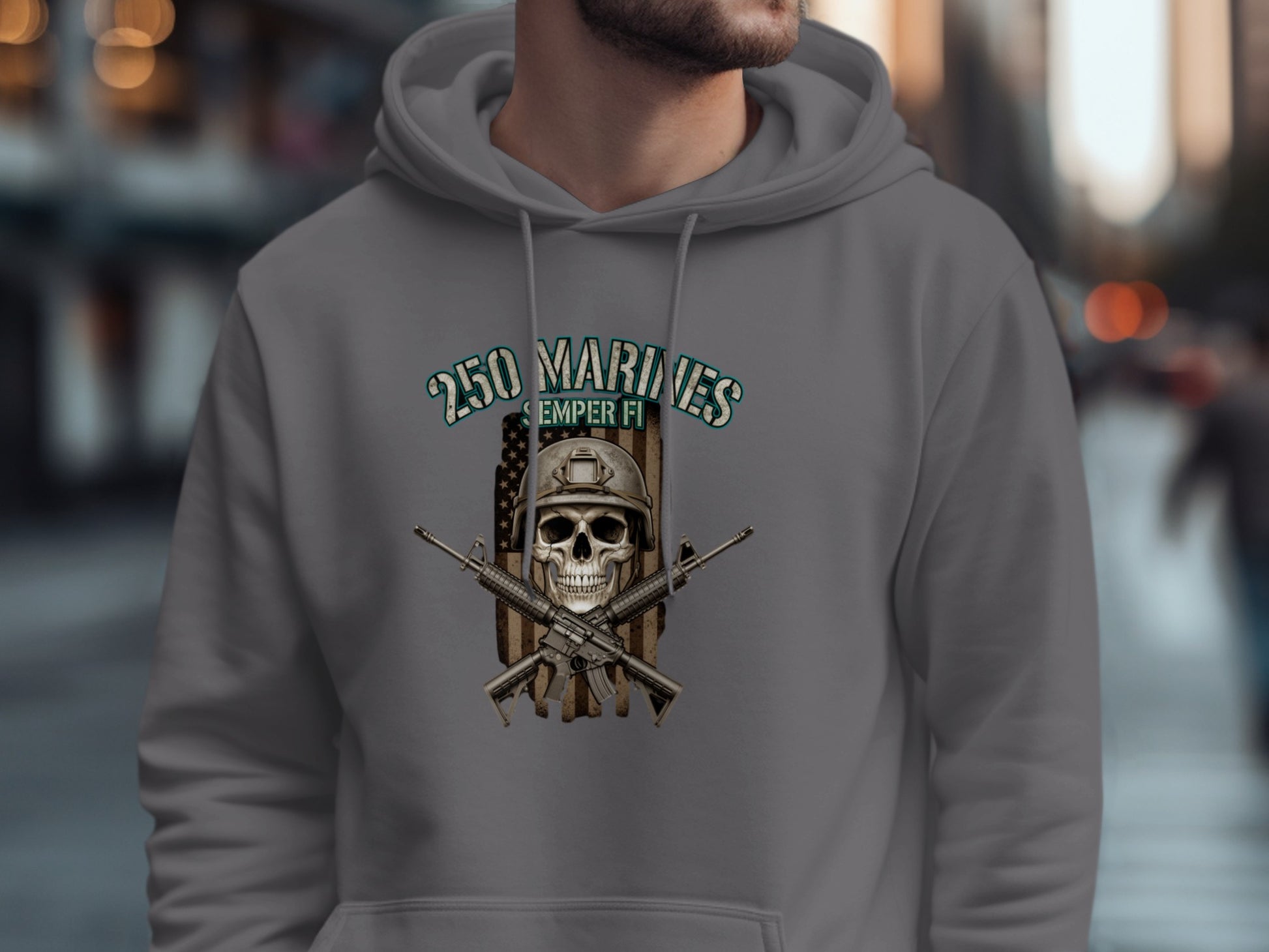250 Marines Emper Fi Skull and Rifles Hoodie