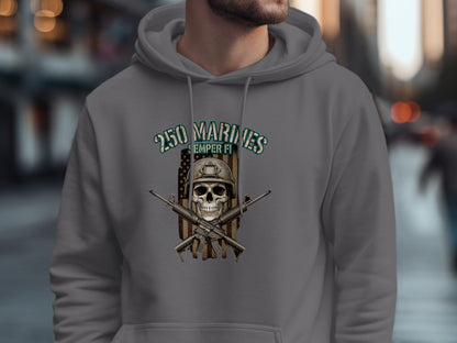 250 Marines Emper Fi Skull and Rifles Hoodie