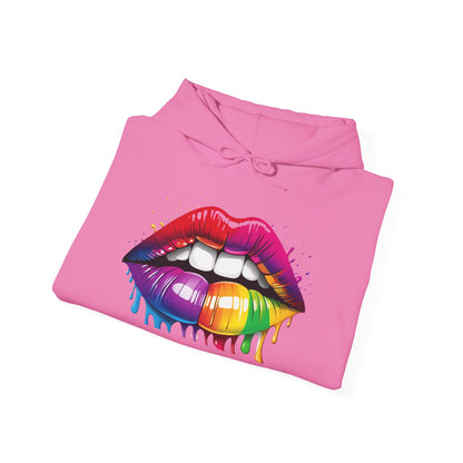 Pride hoodie Rainbow Dripping Lips Hoodie | Unisex Sweatshirt for Pride, LGBTQ+ Events, Casual Wear, Gift Idea, Vibrant Streetwear